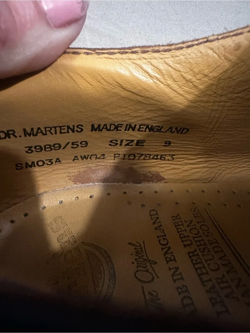 Vintage Dr Martens 3989 Shoes Mens 9 UK 8 Y2k Brown Wingtip Made In England 90s